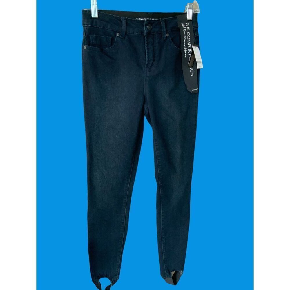 SIGNATURE STUDIO LADIES 5 POCKET CLASSIC TRADITIONAL DENIM STIRRUP JEANS NWT 4